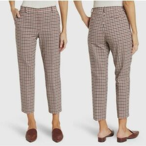 Theory Treeca Slim Straight Pants 2 Rye Portland Check Gingham Trousers Office